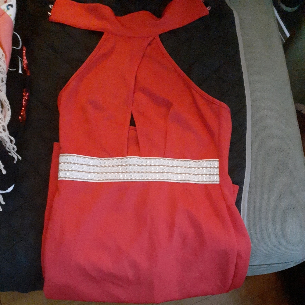 Red  pencil  halter top dress
